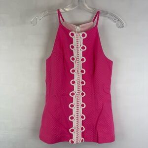 Lilly Pulitzer Annabelle‎ Halter Top Hotty Pink Size 0 Women’s 100% Cotton